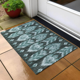 Piper Looms Chantille Southwest ACN812 Teal Machine Washable Area Rug Scatter Outdoor Lifestyle Image Feature
