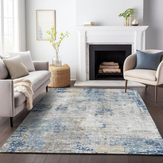 Piper Looms Chantille Modern ACN814 Blue Machine Washable Area Rug Lifestyle Image Feature