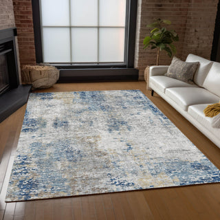 Piper Looms Chantille Modern ACN814 Blue Machine Washable Area Rug Lifestyle Image Feature