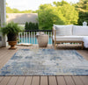 Piper Looms Chantille Modern ACN814 Blue Machine Washable Area Rug Outdoor Lifestyle Image Feature