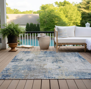 Piper Looms Chantille Modern ACN814 Blue Machine Washable Area Rug Outdoor Lifestyle Image Feature
