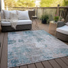 Piper Looms Chantille Modern ACN814 Teal Machine Washable Area Rug Outdoor Lifestyle Image Feature