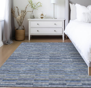 Piper Looms Chantille Stripes ACN816 Navy Machine Washable Area Rug Lifestyle Image Feature