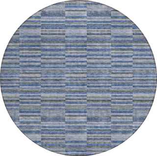 Piper Looms Chantille Stripes ACN816 Navy Machine Washable Area Rug Round Main Image