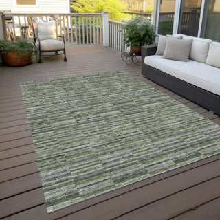 Piper Looms Chantille Stripes ACN816 Olive Machine Washable Area Rug Outdoor Lifestyle Image Feature