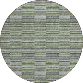 Piper Looms Chantille Stripes ACN816 Olive Machine Washable Area Rug Round Main Image