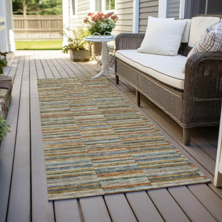Piper Looms Chantille Stripes ACN816 Paprika Machine Washable Area Rug Runner Outdoor Lifestyle Image Feature