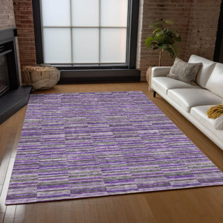 Piper Looms Chantille Stripes ACN816 Purple Machine Washable Area Rug Lifestyle Image Feature