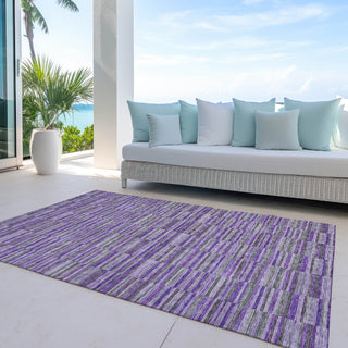 Piper Looms Chantille Stripes ACN816 Purple Machine Washable Area Rug Outdoor Lifestyle Image Feature