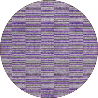 Piper Looms Chantille Stripes ACN816 Purple Machine Washable Area Rug Round Main Image