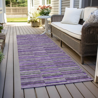 Piper Looms Chantille Stripes ACN816 Purple Machine Washable Area Rug Runner Outdoor Lifestyle Image Feature