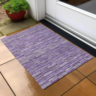 Piper Looms Chantille Stripes ACN816 Purple Machine Washable Area Rug Scatter Outdoor Lifestyle Image Feature