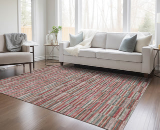 Piper Looms Chantille Stripes ACN816 Red Machine Washable Area Rug Lifestyle Image Feature