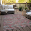 Piper Looms Chantille Stripes ACN816 Red Machine Washable Area Rug Outdoor Lifestyle Image Feature