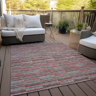 Piper Looms Chantille Stripes ACN816 Red Machine Washable Area Rug Outdoor Lifestyle Image Feature