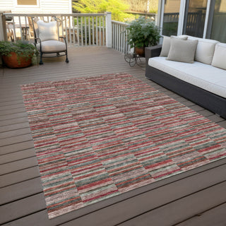 Piper Looms Chantille Stripes ACN816 Red Machine Washable Area Rug Outdoor Lifestyle Image Feature