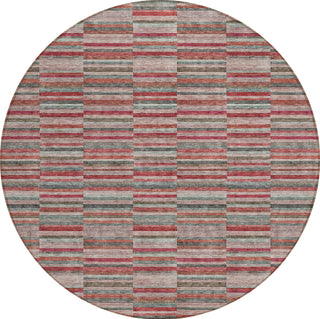 Piper Looms Chantille Stripes ACN816 Red Machine Washable Area Rug Round Main Image