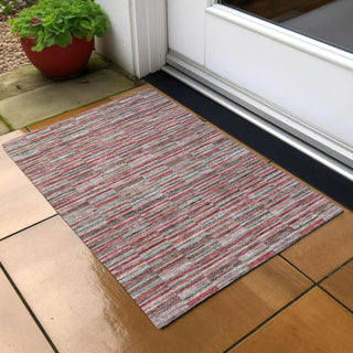 Piper Looms Chantille Stripes ACN816 Red Machine Washable Area Rug Scatter Outdoor Lifestyle Image Feature