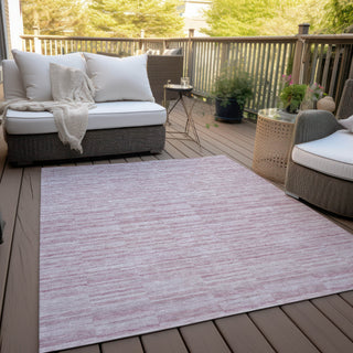 Piper Looms Chantille Stripes ACN817 Blush Machine Washable Area Rug Outdoor Lifestyle Image Feature