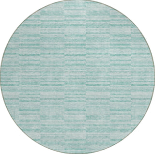 Piper Looms Chantille Stripes ACN817 Turquoise Machine Washable Area Rug Round Main Image
