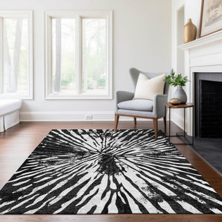 Piper Looms Chantille Modern ACN818 Black Machine Washable Area Rug Lifestyle Image Feature