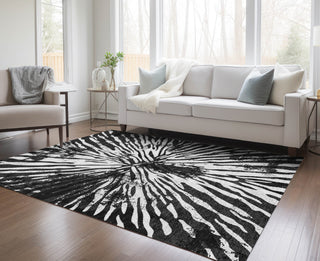 Piper Looms Chantille Modern ACN818 Black Machine Washable Area Rug Lifestyle Image Feature