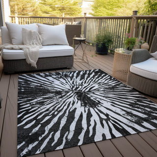 Piper Looms Chantille Modern ACN818 Black Machine Washable Area Rug Outdoor Lifestyle Image Feature