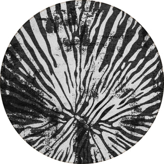 Piper Looms Chantille Modern ACN818 Black Machine Washable Area Rug Round Main Image