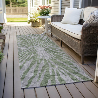 Piper Looms Chantille Modern ACN818 Olive Machine Washable Area Rug Runner Outdoor Lifestyle Image Feature