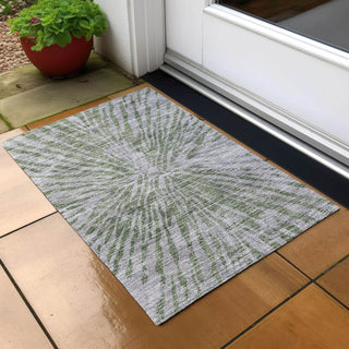 Piper Looms Chantille Modern ACN818 Olive Machine Washable Area Rug Scatter Outdoor Lifestyle Image Feature