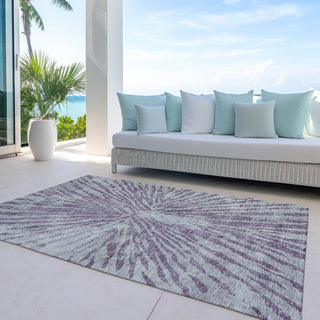 Piper Looms Chantille Modern ACN818 Purple Machine Washable Area Rug Outdoor Lifestyle Image Feature