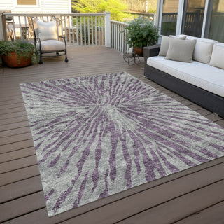 Piper Looms Chantille Modern ACN818 Purple Machine Washable Area Rug Outdoor Lifestyle Image Feature