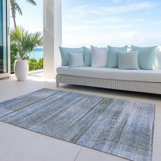 Piper Looms Chantille Stripes ACN819 Blue Machine Washable Area Rug Outdoor Lifestyle Image Feature
