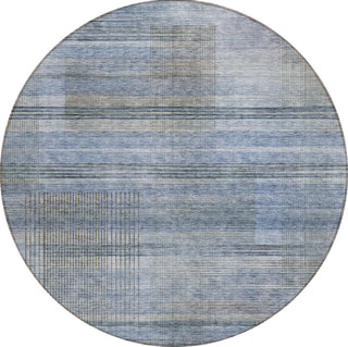 Piper Looms Chantille Stripes ACN819 Blue Machine Washable Area Rug Round Main Image
