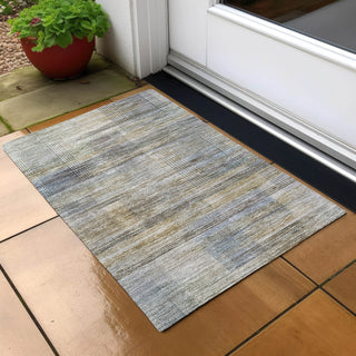 Piper Looms Chantille Stripes ACN819 Khaki Machine Washable Area Rug Scatter Outdoor Lifestyle Image Feature