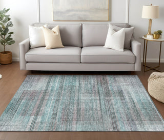 Piper Looms Chantille Stripes ACN819 Teal Machine Washable Area Rug Lifestyle Image Feature