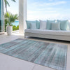 Piper Looms Chantille Stripes ACN819 Teal Machine Washable Area Rug Outdoor Lifestyle Image Feature