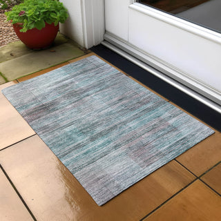 Piper Looms Chantille Stripes ACN819 Teal Machine Washable Area Rug Scatter Outdoor Lifestyle Image Feature