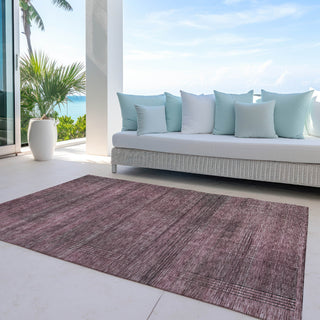 Piper Looms Chantille Stripes ACN820 Merlot Machine Washable Area Rug Outdoor Lifestyle Image Feature