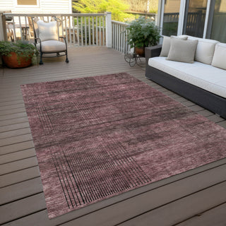 Piper Looms Chantille Stripes ACN820 Merlot Machine Washable Area Rug Outdoor Lifestyle Image Feature