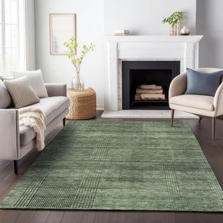 Piper Looms Chantille Stripes ACN820 Olive Machine Washable Area Rug Lifestyle Image Feature