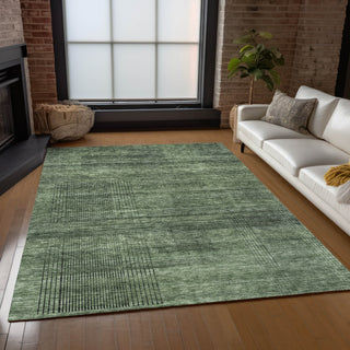 Piper Looms Chantille Stripes ACN820 Olive Machine Washable Area Rug Lifestyle Image Feature