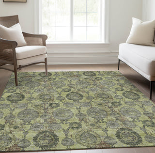 Piper Looms Chantille Damask ACN821 Aloe Machine Washable Area Rug Lifestyle Image Feature