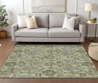 Piper Looms Chantille Damask ACN821 Aloe Machine Washable Area Rug Lifestyle Image Feature