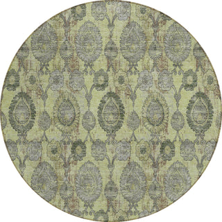 Piper Looms Chantille Damask ACN821 Aloe Machine Washable Area Rug Round Main Image
