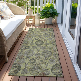 Piper Looms Chantille Damask ACN821 Aloe Machine Washable Area Rug Runner Outdoor Lifestyle Image Feature