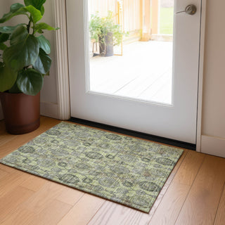Piper Looms Chantille Damask ACN821 Aloe Machine Washable Area Rug Scatter Lifestyle Image Feature