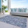 Piper Looms Chantille Damask ACN821 Blue Machine Washable Area Rug Outdoor Lifestyle Image Feature