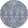 Piper Looms Chantille Damask ACN821 Blue Machine Washable Area Rug Round Main Image