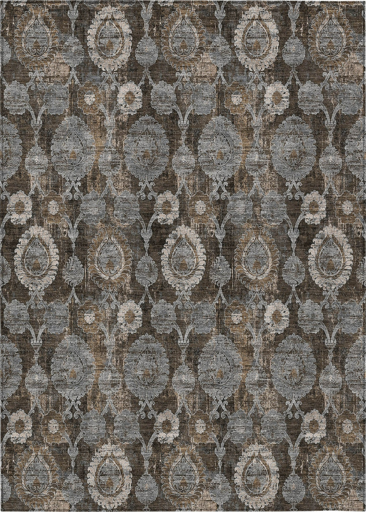 Piper Looms Chantille Damask ACN821 Chocolate Machine Washable Area Rug main image